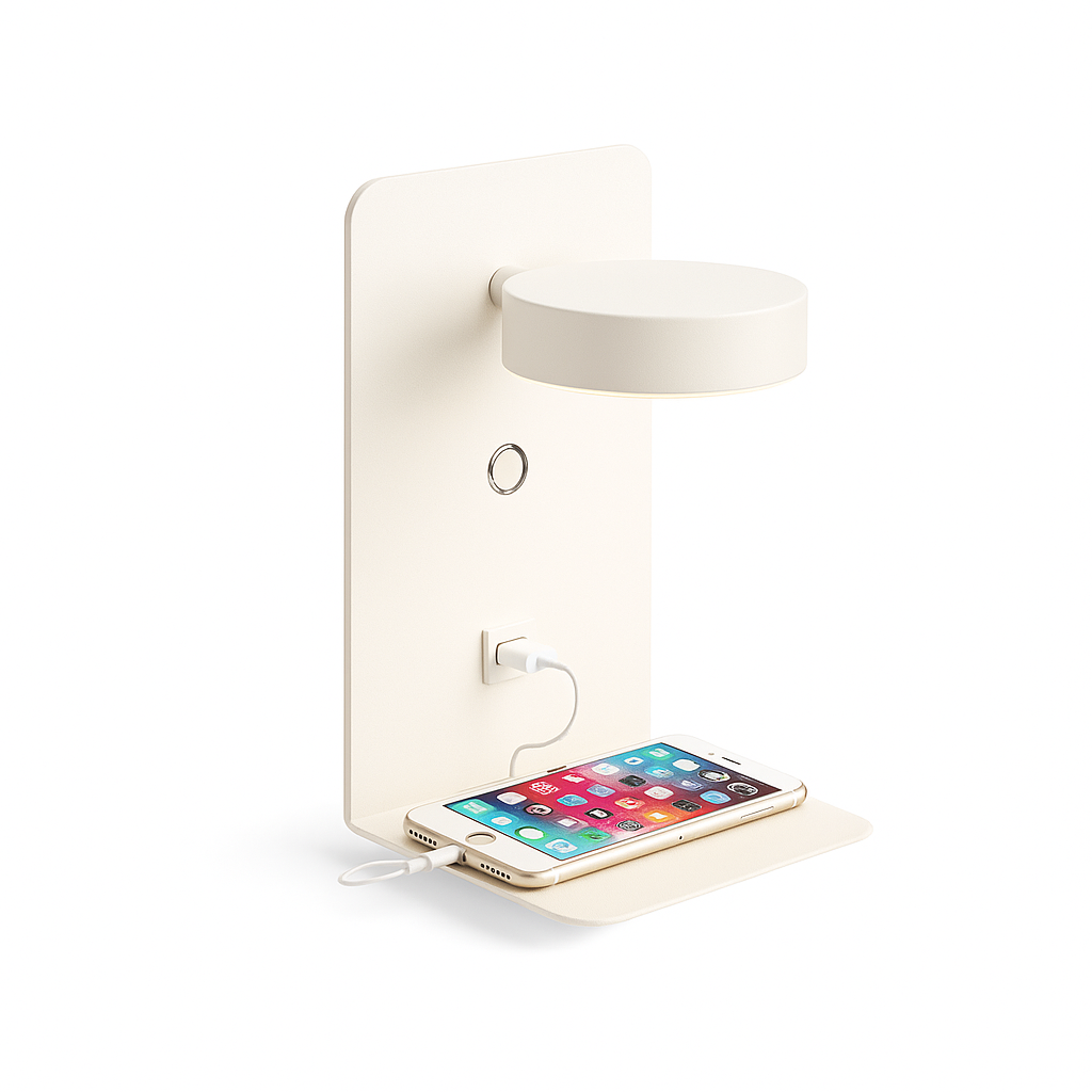 LED-Wandleuchte fürs Schlafzimmer mit USB-Ladeanschluss | Lolux