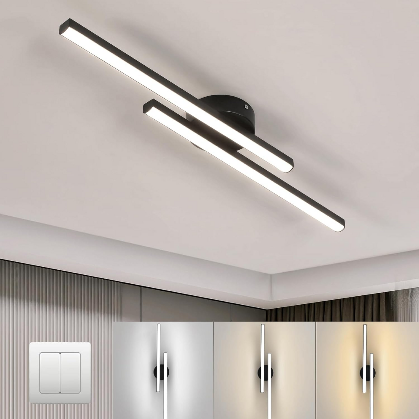 LED Deckenlampe Wohnzimmer flach Aluminium – Zeyra
