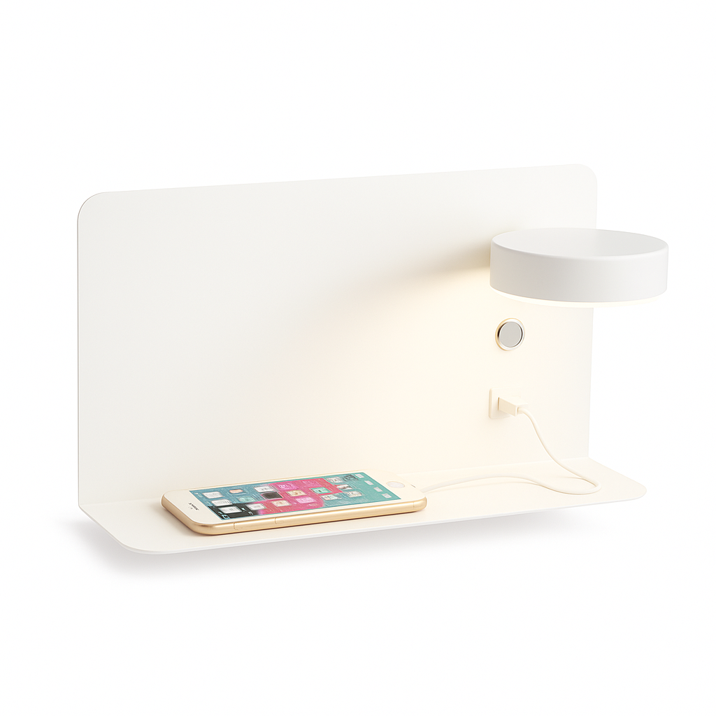 LED-Wandleuchte fürs Schlafzimmer mit USB-Ladeanschluss | Lolux
