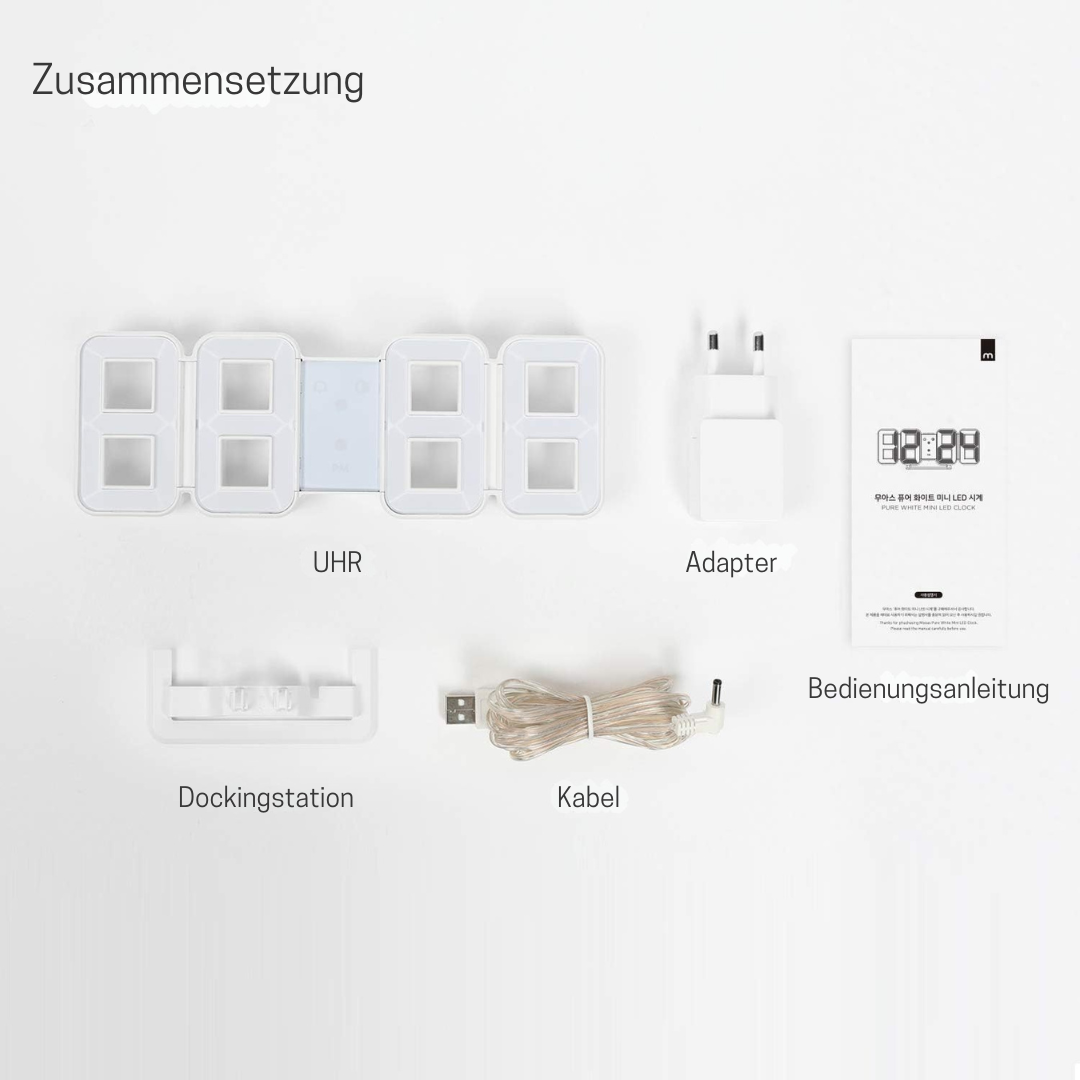 Digitale 3D LED Wanduhr mit USB | Vevos
