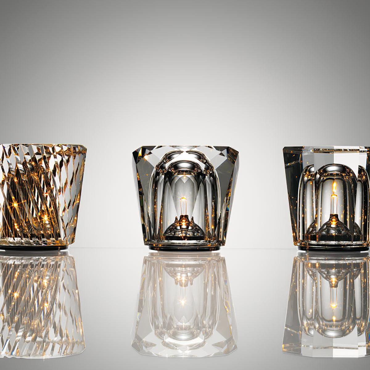 Nachttischlampe Schlafzimmer LED Kristallglas Akku | Nevik