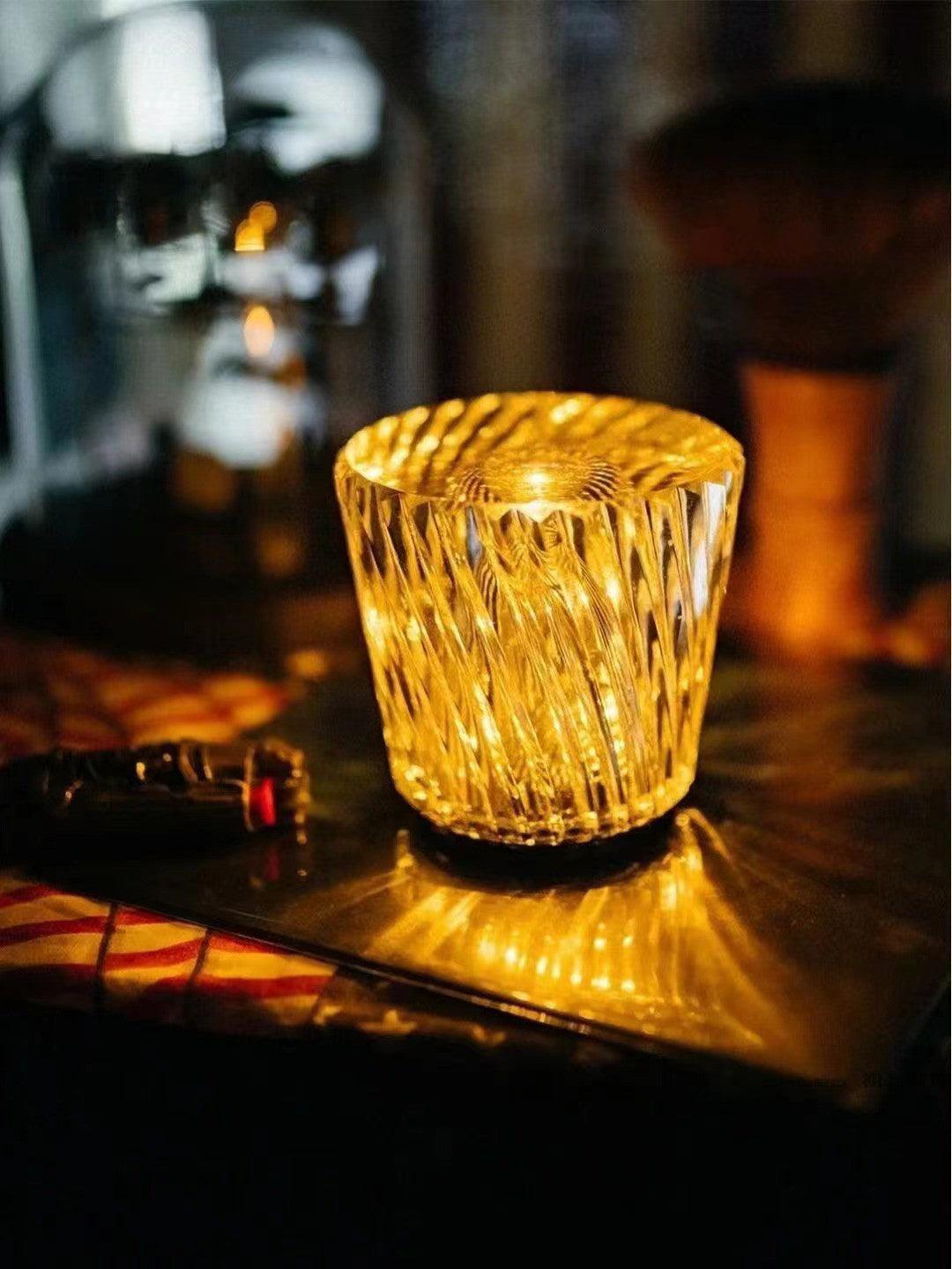 Nachttischlampe Schlafzimmer LED Kristallglas Akku | Nevik