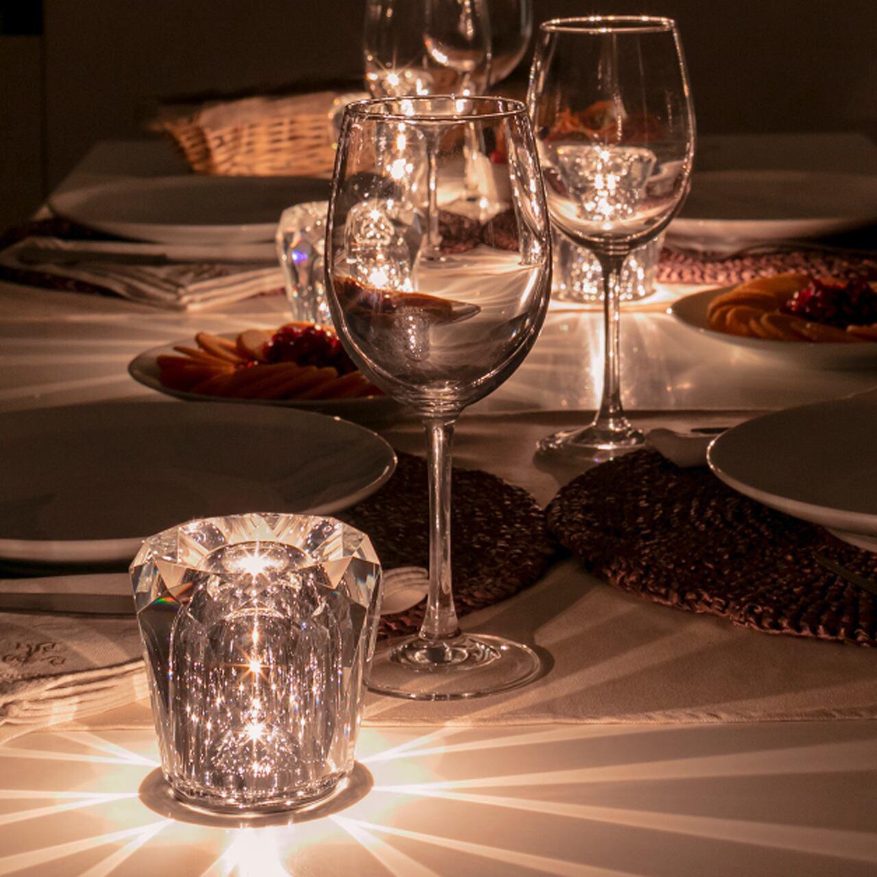 Nachttischlampe Schlafzimmer LED Kristallglas Akku | Nevik