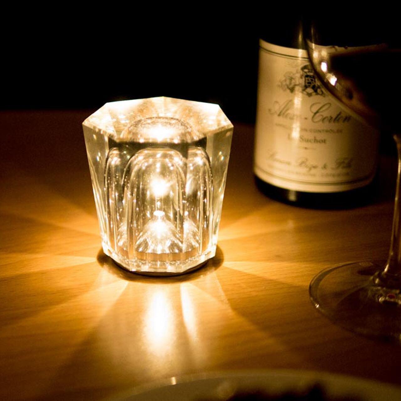 Nachttischlampe Schlafzimmer LED Kristallglas Akku | Nevik