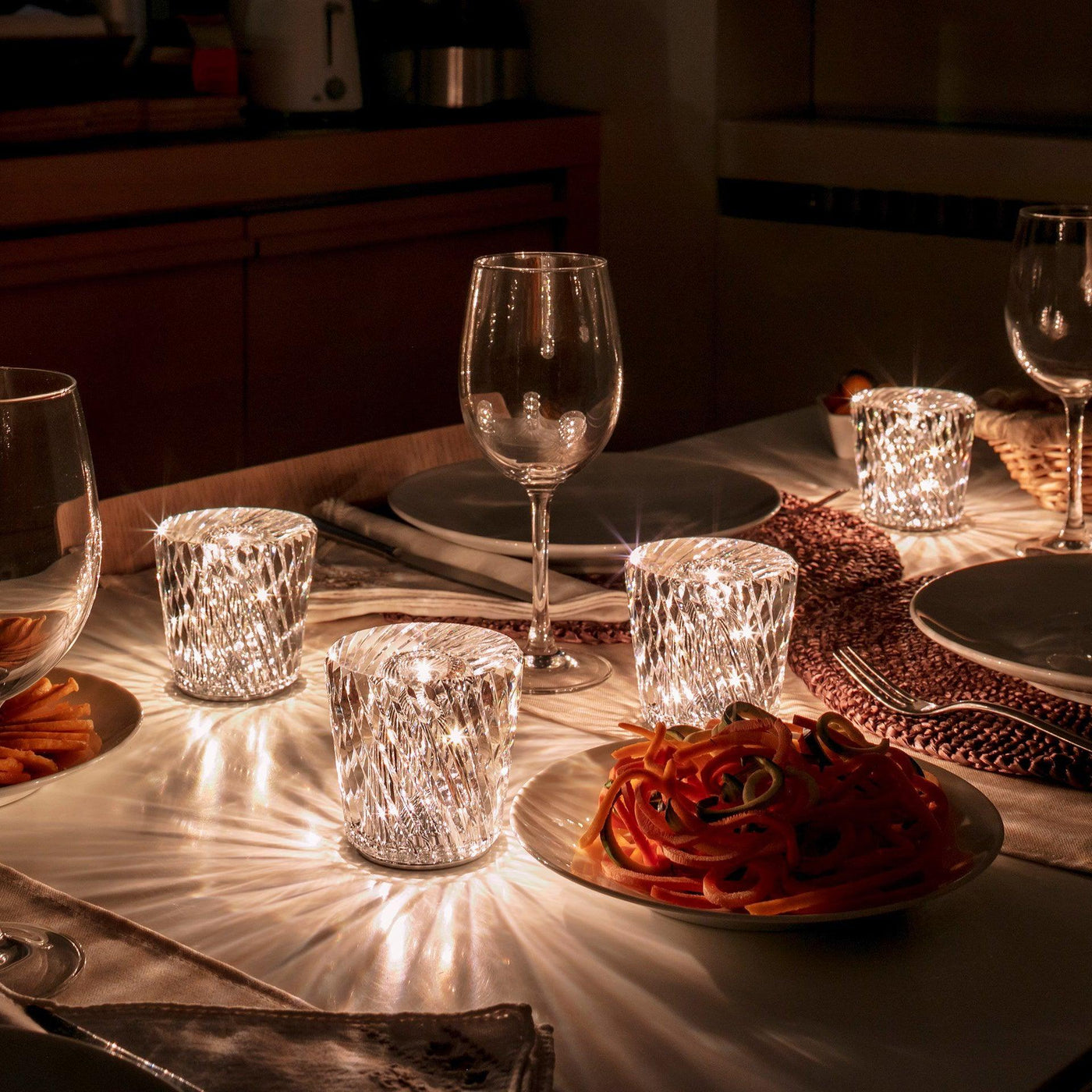 Nachttischlampe Schlafzimmer LED Kristallglas Akku | Nevik