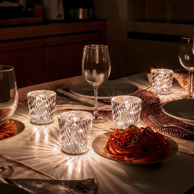 Nachttischlampe Schlafzimmer LED Kristallglas Akku | Nevik