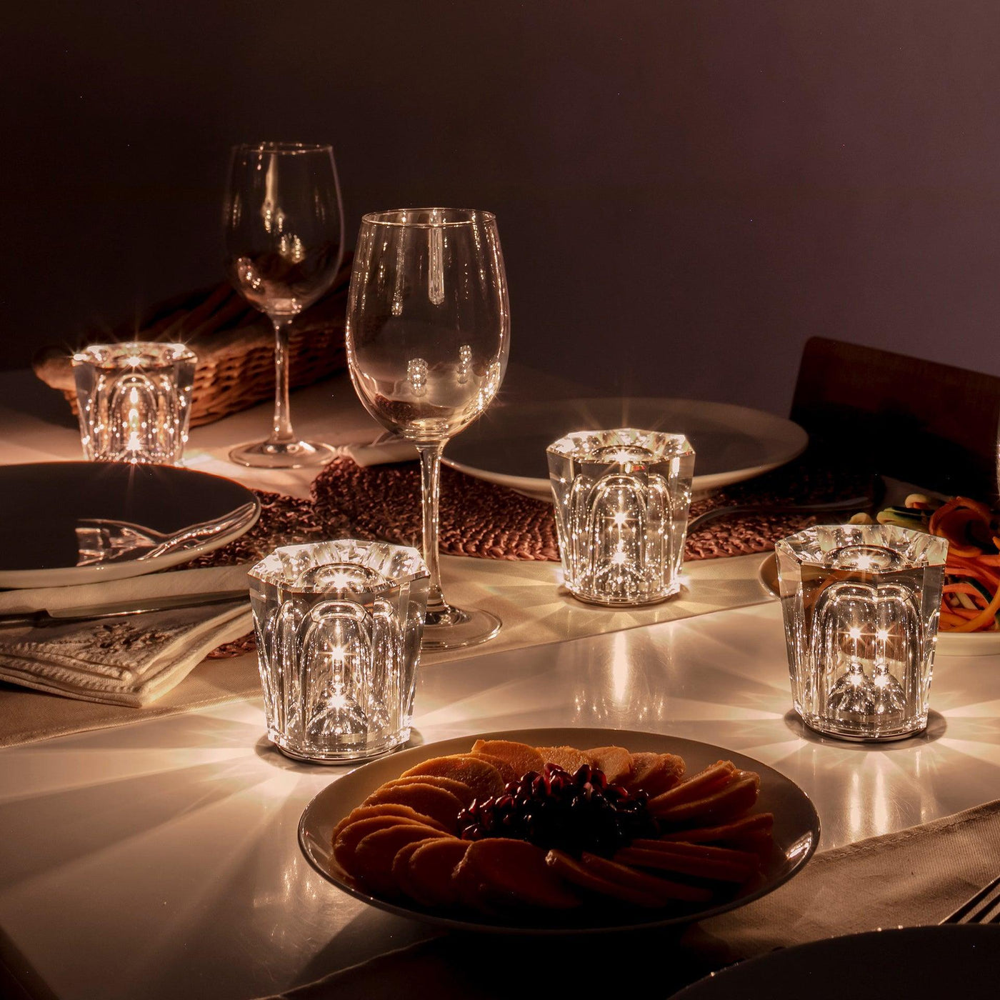 Nachttischlampe Schlafzimmer LED Kristallglas Akku | Nevik