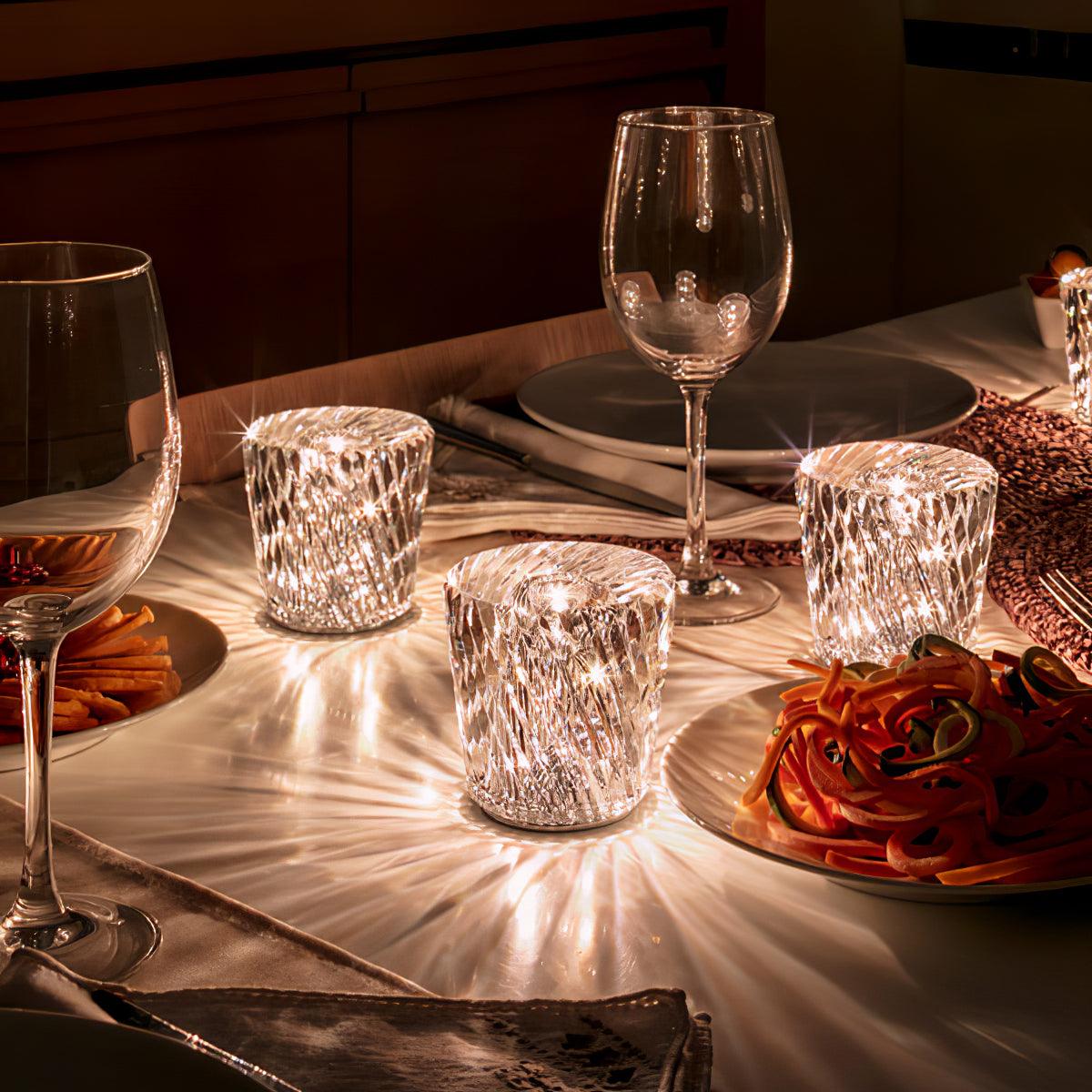 Nachttischlampe Schlafzimmer LED Kristallglas Akku | Nevik