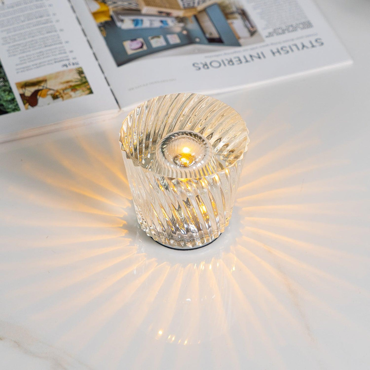 Nachttischlampe Schlafzimmer LED Kristallglas Akku | Nevik