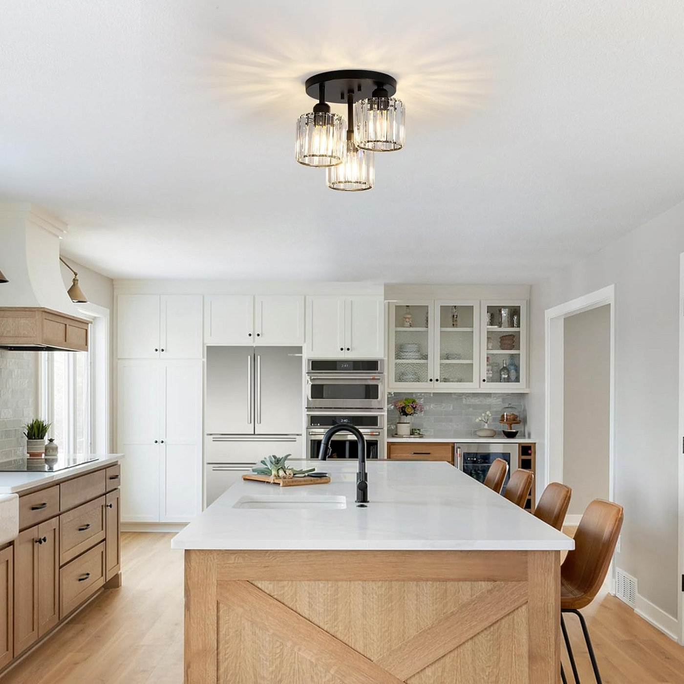 Deckenlampe fürs Wohnzimmer | 3-flammig E27 Glas | Lyvra