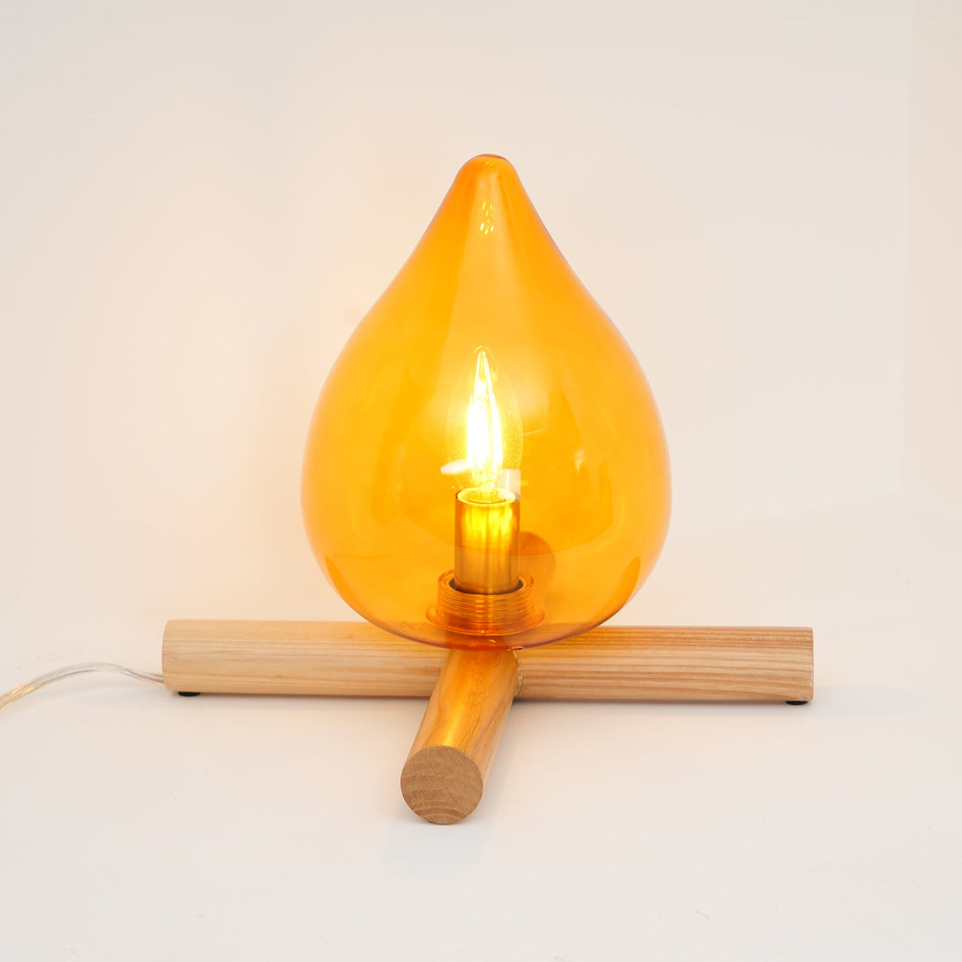 Nachttischlampe Schlafzimmer Glas Holz E14 | Rirax