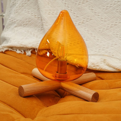 Nachttischlampe Schlafzimmer Glas Holz E14 | Rirax