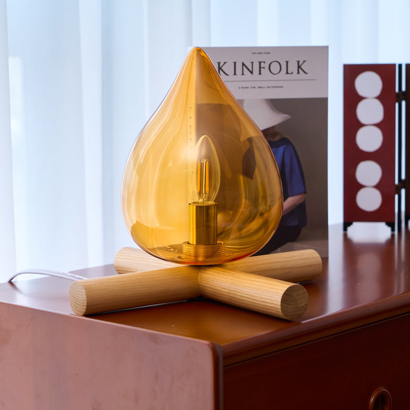 Nachttischlampe Schlafzimmer Glas Holz E14 | Rirax