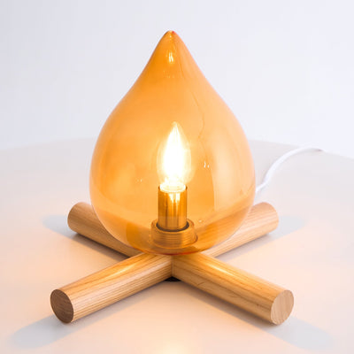 Nachttischlampe Schlafzimmer Glas Holz E14 | Rirax