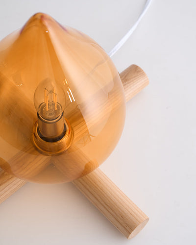 Nachttischlampe Schlafzimmer Glas Holz E14 | Rirax