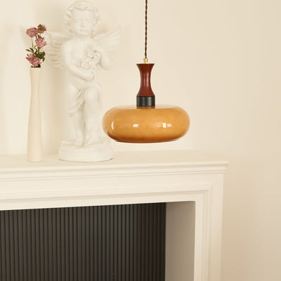 Pendelleuchte Wohnzimmer Glas E27 | mit Stecker | Sezor