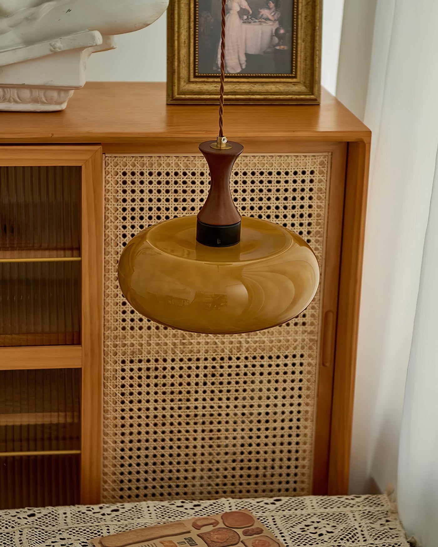 Pendelleuchte Wohnzimmer Glas E27 | mit Stecker | Sezor