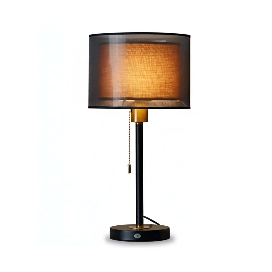 Tischlampe mit doppeltem Stoffschirm | E27 | Vezor