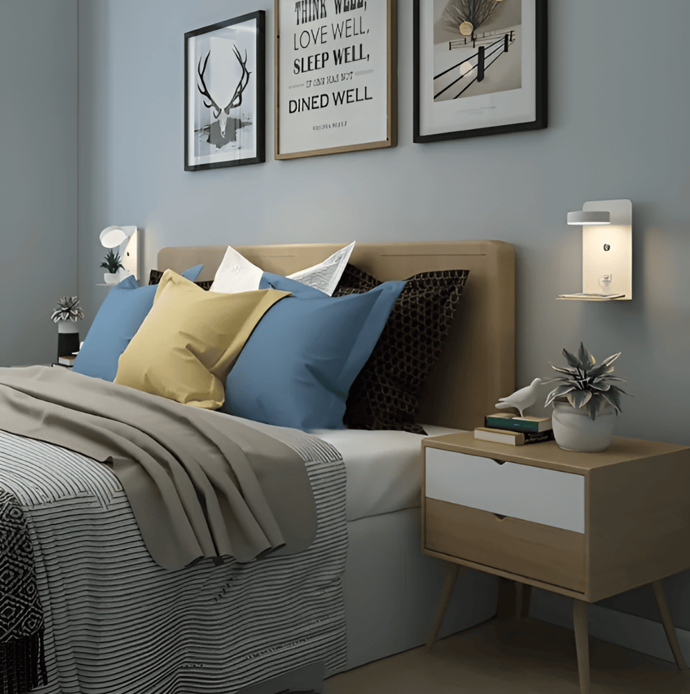 LED-Wandleuchte fürs Schlafzimmer mit USB-Ladeanschluss | Lolux
