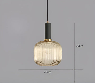 Pendelleuchte aus Riffelglas | Vintage | Novek