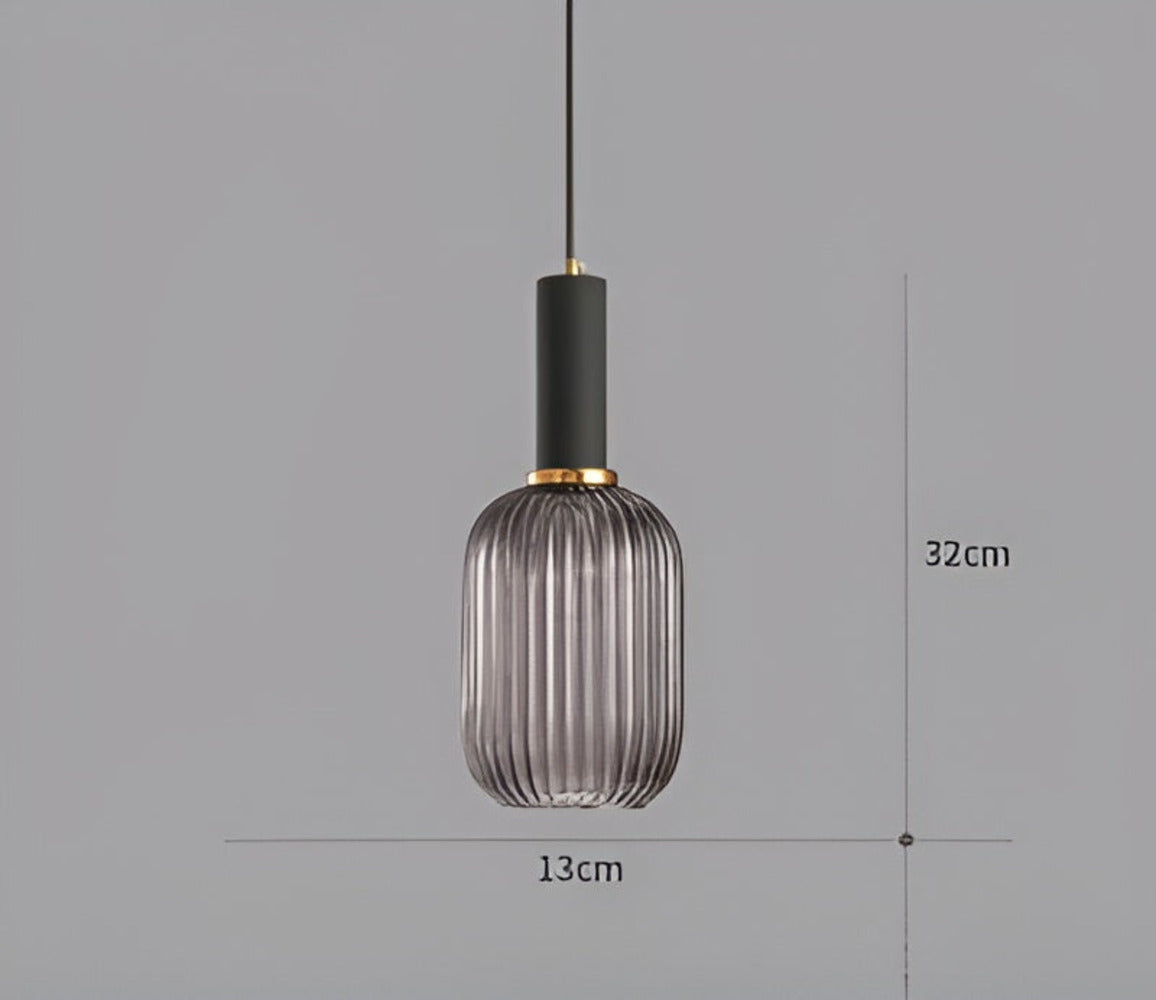 Pendelleuchte aus Riffelglas | Vintage | Novek