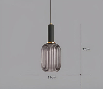 Pendelleuchte aus Riffelglas | Vintage | Novek