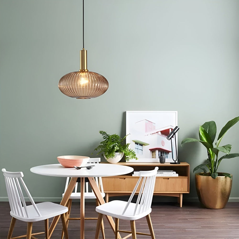 Pendelleuchte aus Riffelglas | Vintage | Novek