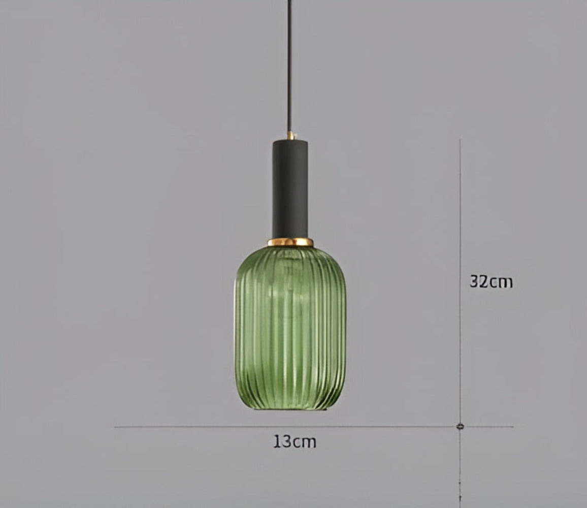 Pendelleuchte aus Riffelglas | Vintage | Novek