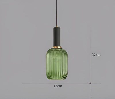 Pendelleuchte aus Riffelglas | Vintage | Novek