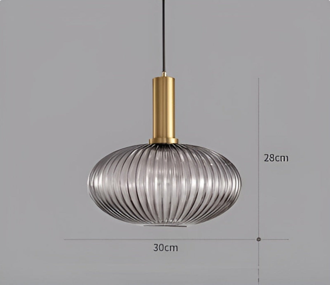 Pendelleuchte aus Riffelglas | Vintage | Novek