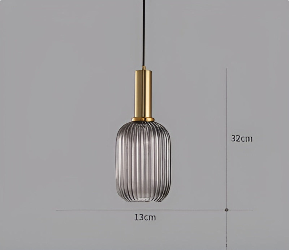 Pendelleuchte aus Riffelglas | Vintage | Novek