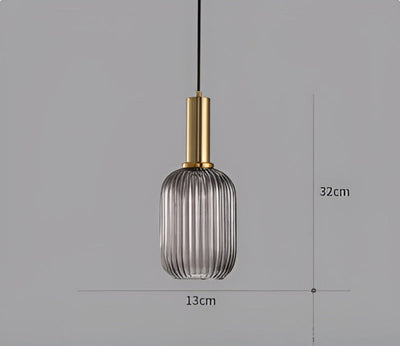 Pendelleuchte aus Riffelglas | Vintage | Novek