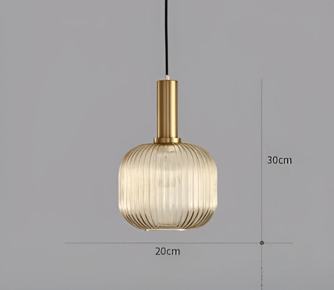 Pendelleuchte aus Riffelglas | Vintage | Novek