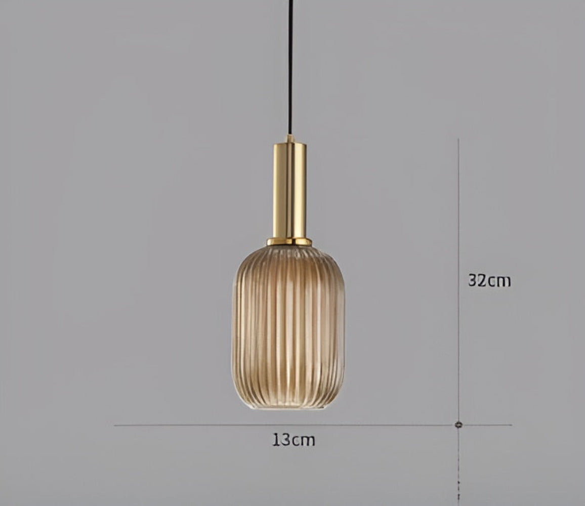 Pendelleuchte aus Riffelglas | Vintage | Novek