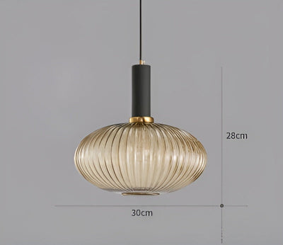 Pendelleuchte aus Riffelglas | Vintage | Novek