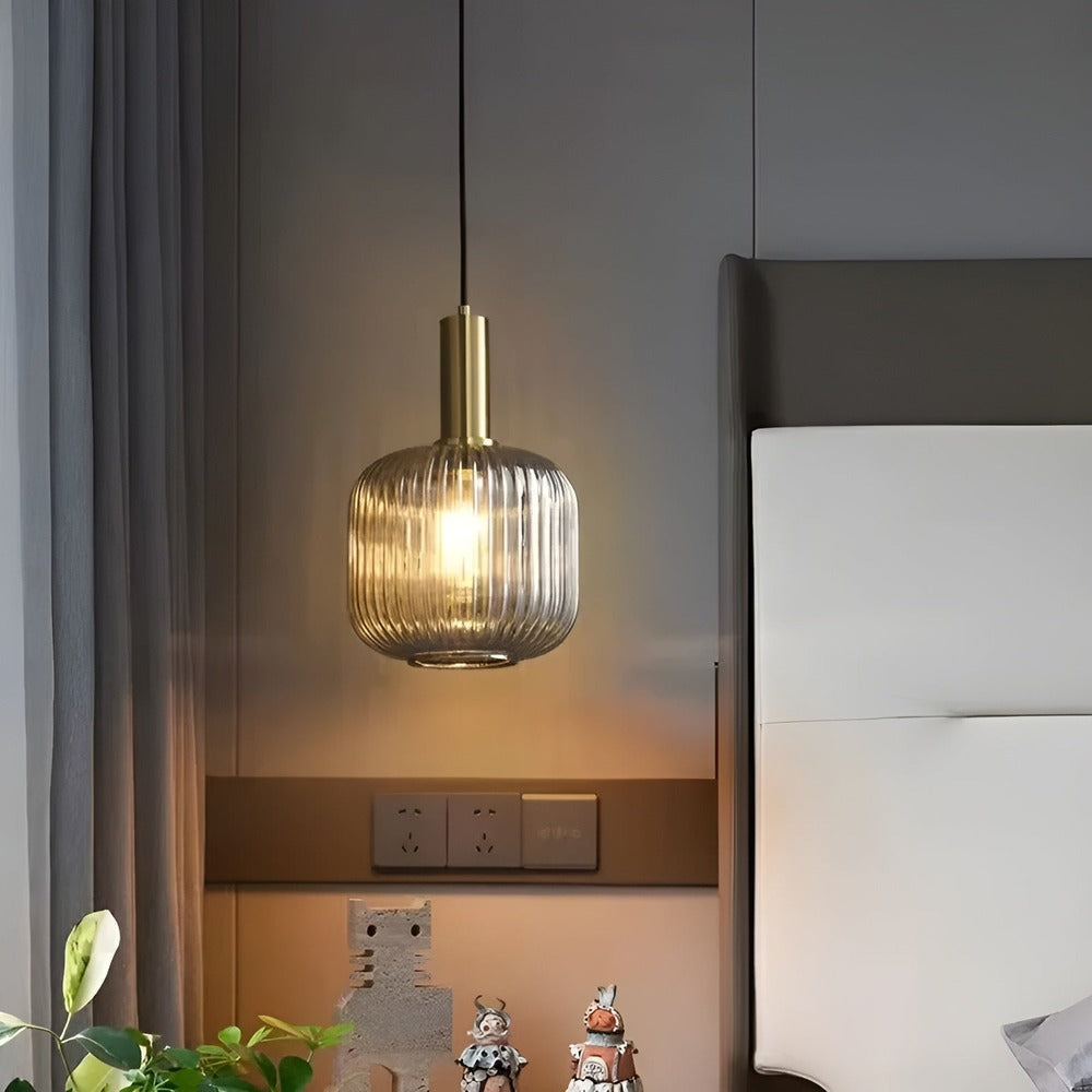 Pendelleuchte aus Riffelglas | Vintage | Novek