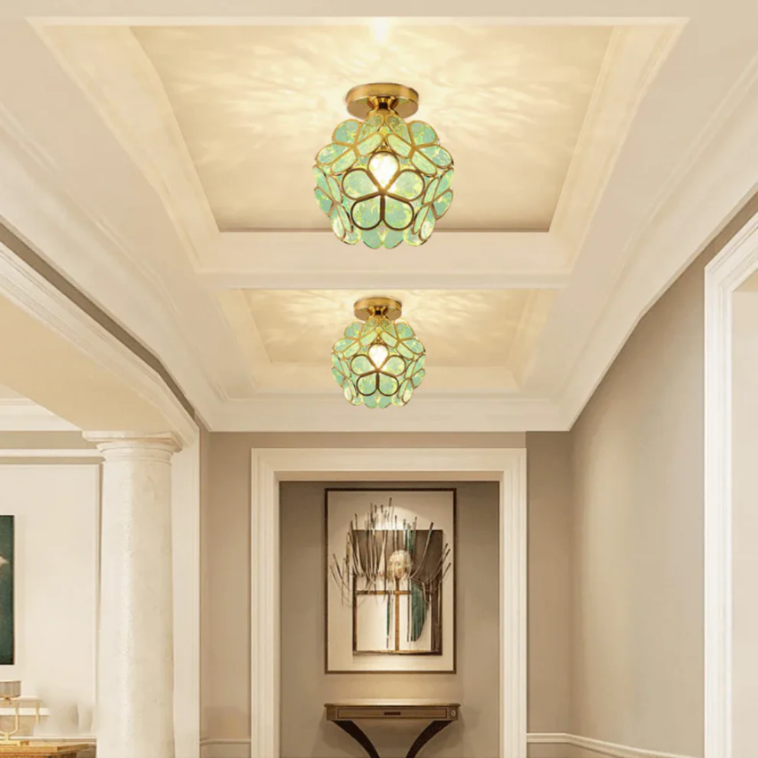 Deckenleuchte Wohnzimmer Blumen Glas E27 | Zyron