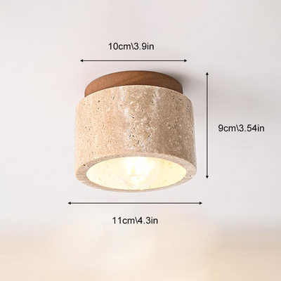 Deckenleuchte aus Travertin mit Holz | Vera