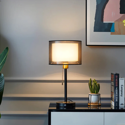 Tischlampe mit doppeltem Stoffschirm | E27 | Vezor