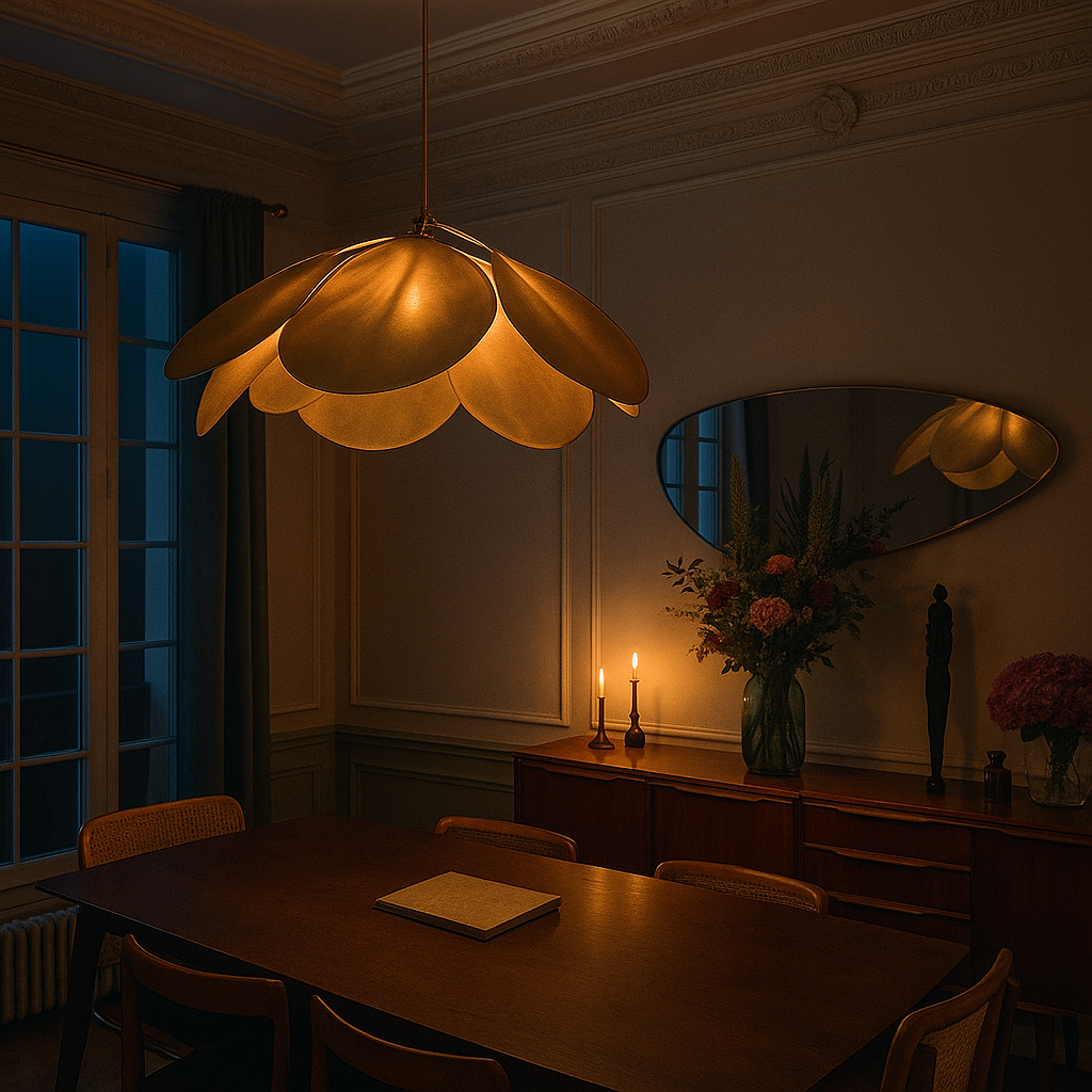 Pendelleuchte Wohnzimmer Stoff Blume E27 | Ulvos