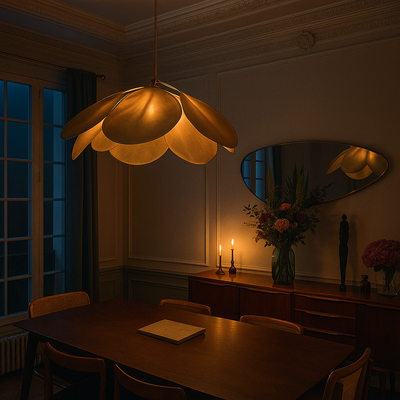 Pendelleuchte Wohnzimmer Stoff Blume E27 | Ulvos