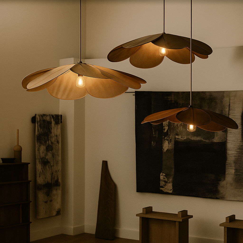 Pendelleuchte Wohnzimmer Stoff Blume E27 | Ulvos